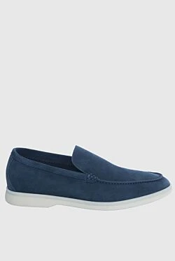 Blue suede loafers for men