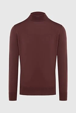 Men's jumper with a high stand-up collar, brown wool