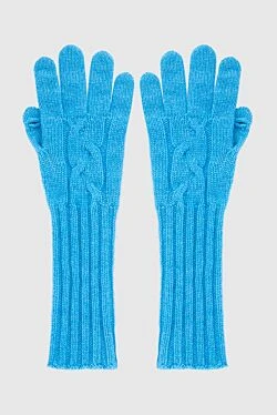 Blue cashmere gloves for women