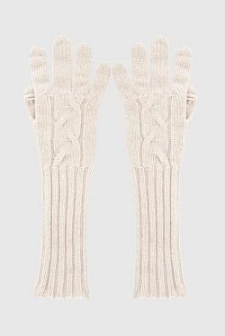 Beige women's cashmere gloves