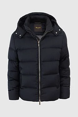 Down jacket men's wool and cashmere blue