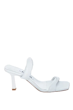 White leather mules for women