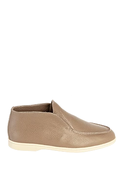 Beige leather loafers for men