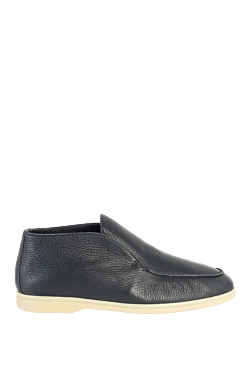 Black leather loafers for men