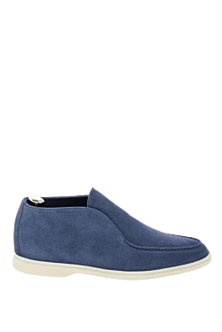 Blue suede loafers for men