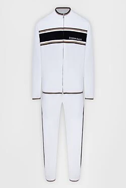 Спортивный костюм из хлопка белого цвета с контрастной полосой