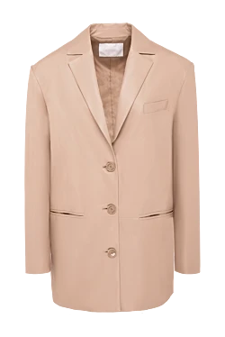 Beige leather jacket for women