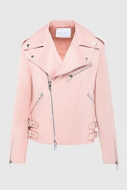 Women's pink genuine leather jacket