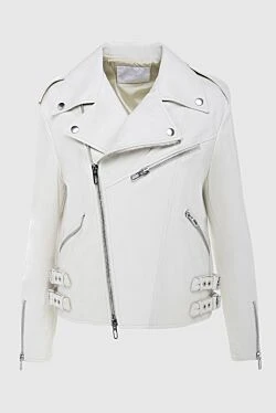 Women's white genuine leather jacket