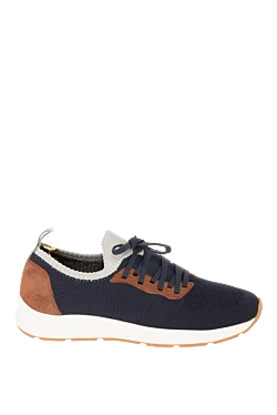 Sneakers in suede textile blue for men