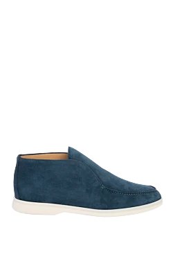 Blue suede loafers for men