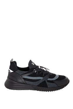 Қара түсті ерлерге арналған тоқыма және былғары кроссовкалар