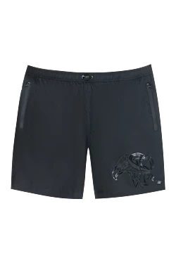 Ерлерге арналған қара полиэфирлі жағажай шорттары