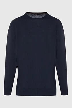 Men's blue long sleeve wool jumper