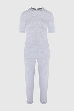 Костюм прогулочный из хлопка и эластана серый женский