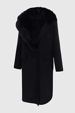 Women's black wool and cashmere coat