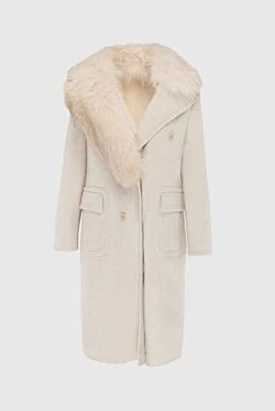 Women's beige wool and cashmere coat