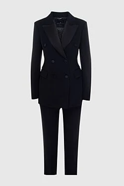 Black women's trouser suit made of acetate and viscose