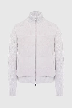 White wool and suede jacket for men