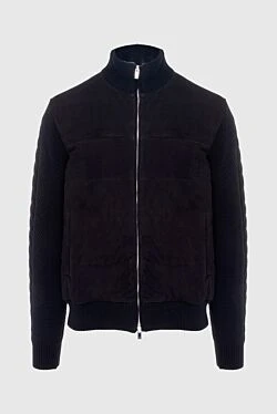 Black wool and suede jacket for men