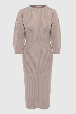 Beige wool and polyamide dress for women