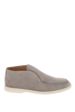 Gray suede loafers for men