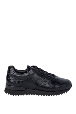 Black crocodile leather sneakers for men