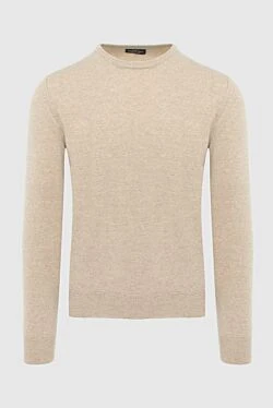 Cashmere and wool jumper beige for men