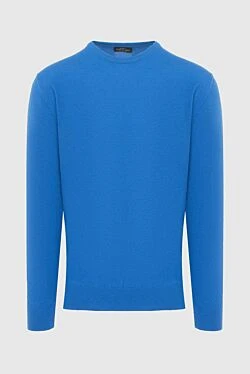 Cashmere and wool jumper blue for men