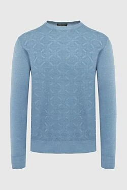 Blue wool and silk jumper for men