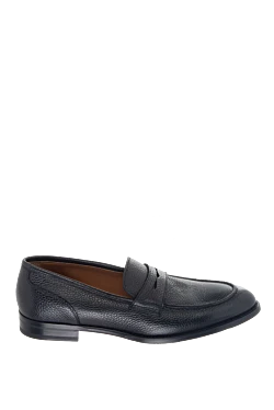 Black leather loafers for men