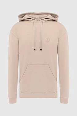 Beige cotton sweatshirt for men