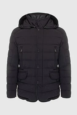 Men's down jacket made of polyamide and polyurethane black