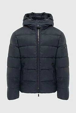 Men's down jacket made of wool, acrylic and lycra blue