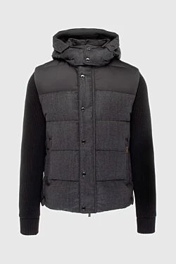 Down jacket men's black wool