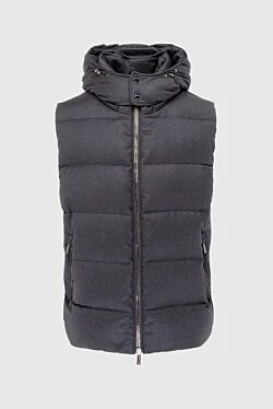 Wool and cashmere vest gray for men