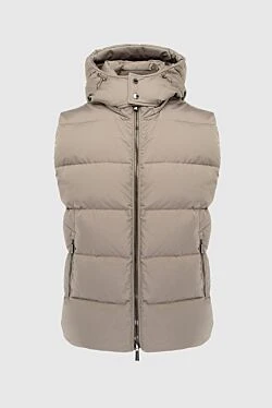 Beige polyester vest for men