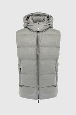 Wool and cashmere vest gray for men