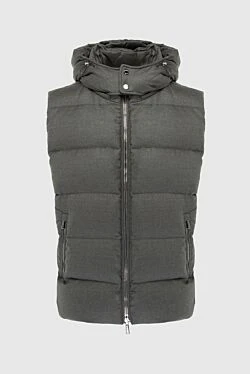 Wool and cashmere vest green for men