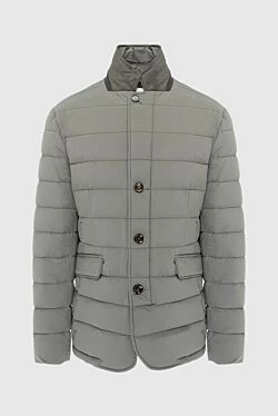 Men's down jacket made of polyamide and polyurethane, gray