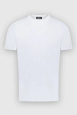 White cotton and elastane T-shirt for men