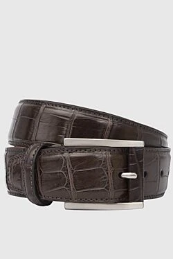 Brown crocodile leather belt for men