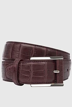 Red crocodile leather belt for men