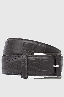 Gray crocodile leather belt for men