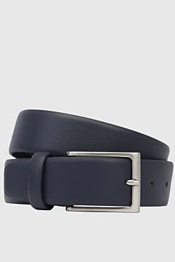 Leather belt blue for men