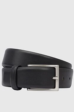 Black leather belt for men