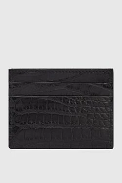 Black alligator leather business card holder for men