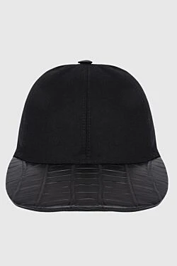 Black crocodile leather cap for men