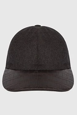 Brown crocodile leather cap for men