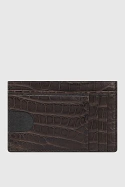 Brown crocodile leather business card holder for men